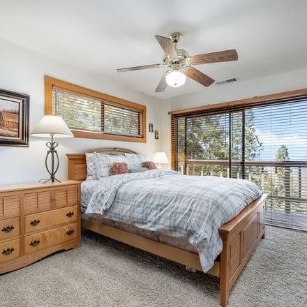 Vacation home with mountain backdrop